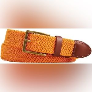 J. Crew NWT Braided Woven Orange with Brown Cow Leather and Brass Details Size L
